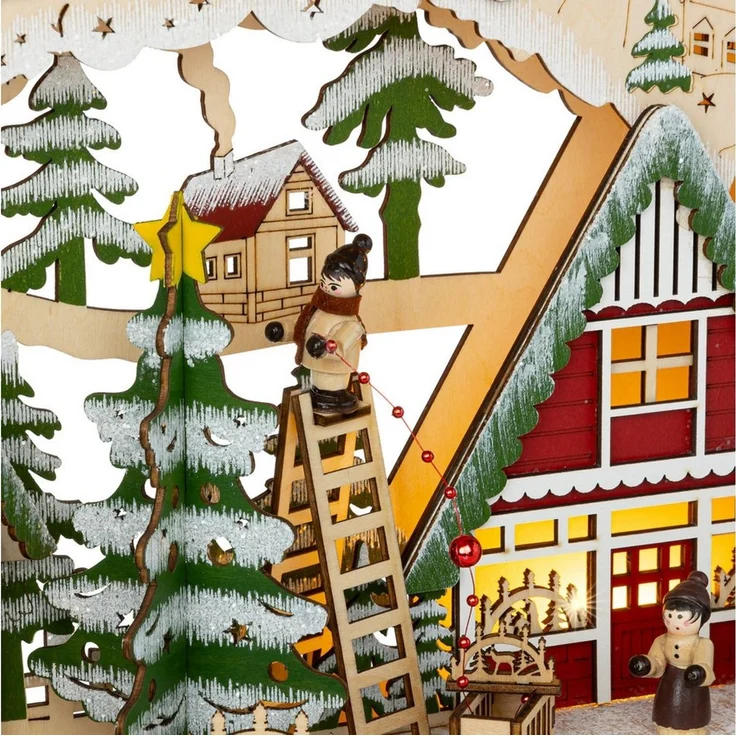 SIKORA Schwibbogen LB98 farbenfrohes Holz Dekoobjekt mit LED Beleuchtung für Weihnachten, sanft beleuchtet für ein weihnachtlich festliches Zuhause – Bild 4