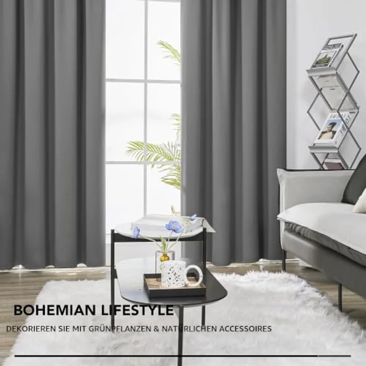 Deconovo Gardinen für Schienensystem Blickdicht Vorhänge UV-Schutz Hellgrau | 2er Set, H 138 x B 132 cm, Vorhänge mit Kräuselband, Hitzeschutz, Schlafzimmer Gardinen, Gardinen Kurz, für Schienensystem – Bild 6