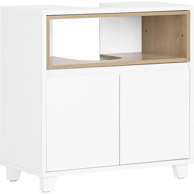 SoBuy BZR148-W Waschbeckenunterschrank, MDF, Lackiert, Weiß, 60 x 61 x 30 cm