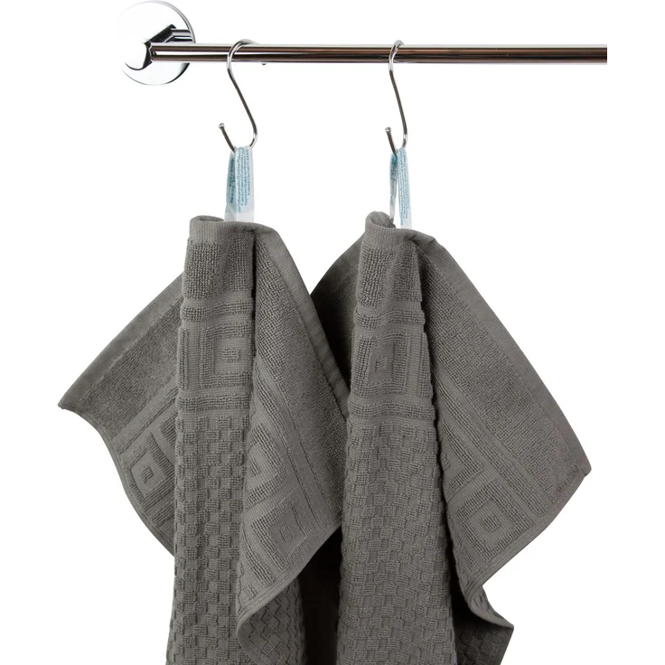 ZOLLNER 4er Set Handtücher, Baumwolle, 50x100 cm, anthrazit mit Waffelmuster – Bild 2