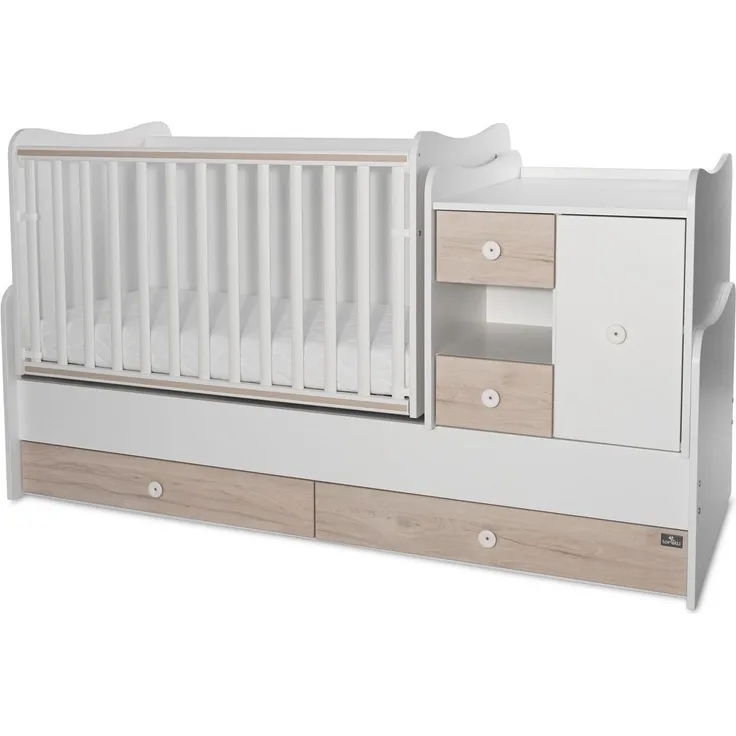 Lorelli Babybett, Jugendbett 3 in 1 Mini Max umbaubar, für 2 Kinder gleichzeitig grau weiß
