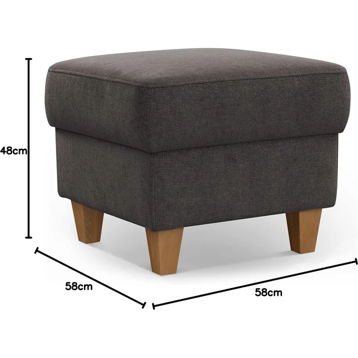 CAVADORE Stauraum-Hocker Wyk / Polsterhocker im Landhausstil, als Beistellhocker oder Fußhocker / 58 x 48 x 58 / Chenille, Braun – Bild 3