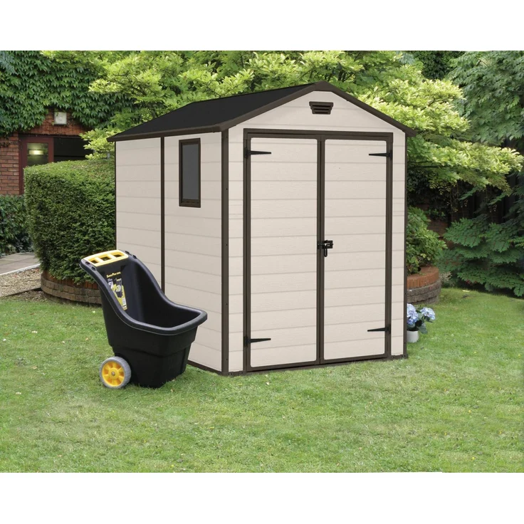 Dmora Gartenhaus Cranbrook, Gartenhütte, Gartenhaus, Werkzeugschuppen, 186x237 h227 cm, Beige – Bild 4