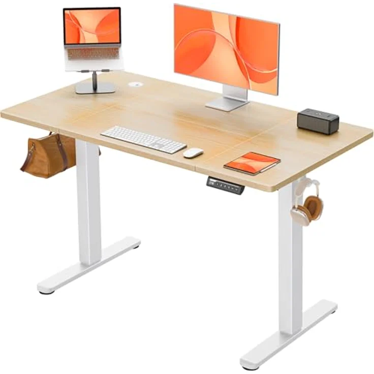 ErGear Elektrisch Höhenverstellbarer Schreibtisch 120x60 cm, Schreibtisch Höhenverstellbar mit 4 Memory-Funktion, Gaming Tisch mit Vierteilige Tischplatte – Bild 2