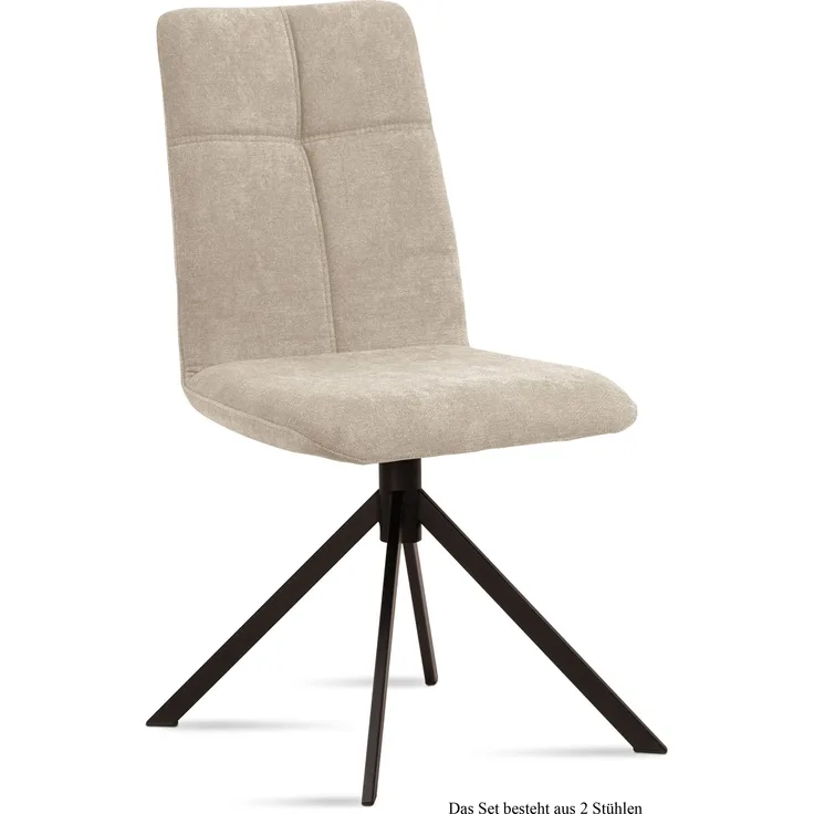 Esszimmerstuhl (2er-Set) Drona 47x92x60 Schwarz/Natur