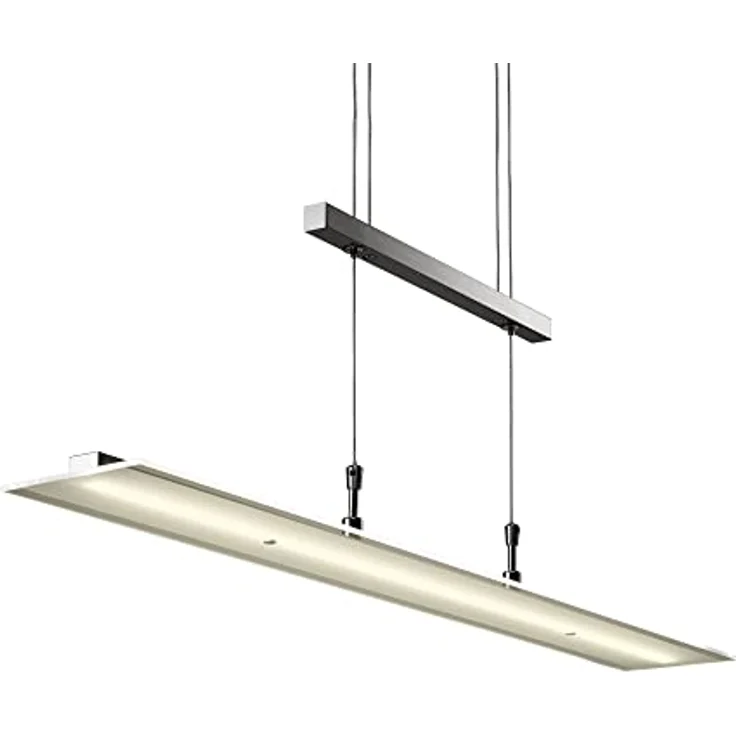 B.K.Licht LED Pendelleuchte dimmbar Hängeleuchte 85cm höhenverstellbar 95-175cm silber - BKL1001, LED fest integriert, Warmweiß, Deckenleuchte 20W 1600lm Esszimmerlampe Küchenlampe Lampenschirm Glas – Bild 2
