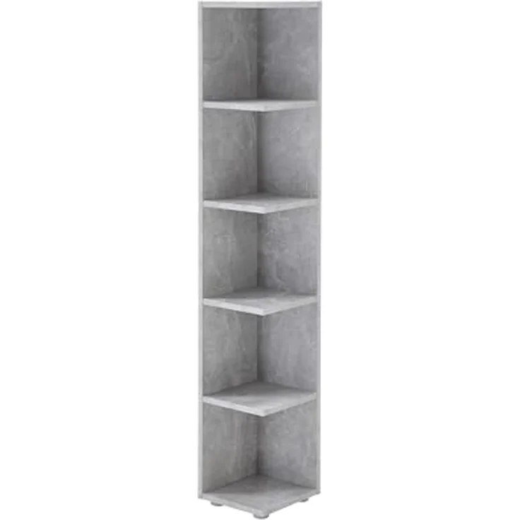 CORNER Light Eckregal in Beton Optik - Platzsparendes Standregal mit 5 offenen Fächern für Wohnzimmer, Jugendzimmer oder Flur - 24 x 142 x 26 cm (B/H/T) – Bild 4