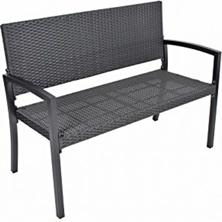'SANREMO' Parkbank, Aluminium / Kunststoffgeflecht, Schwarz, 87 x 60 x 116 cm – Bild 1