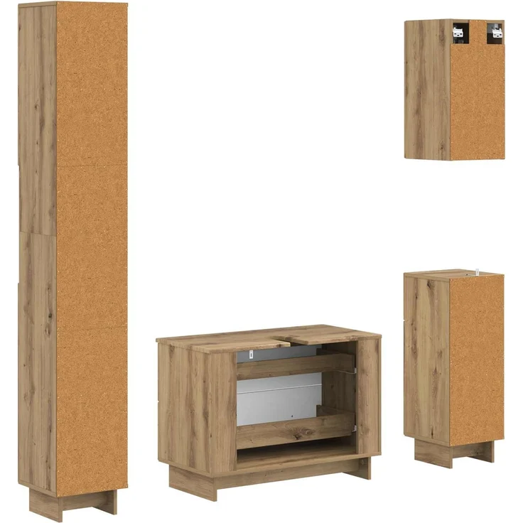 vidaXL 4-teiliges Badezimmer-Schrank-Set EDE Artisan-Eiche 3417908 – Bild 7