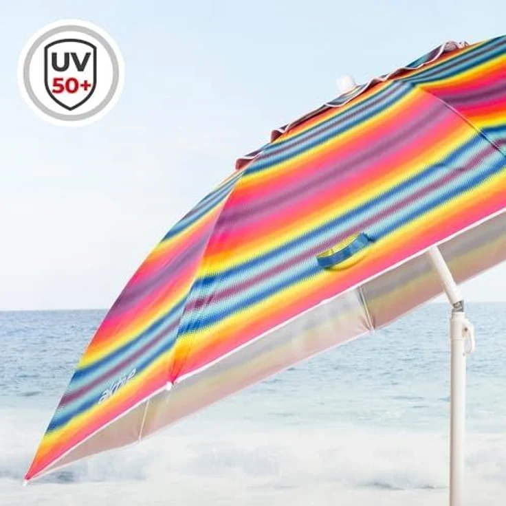 AKTIVE 62218 Sonnenschirm Durchmesser 200 cm, weißes Rohr 28/32 mm, Polyester UV50 Fiberglas – Bild 3
