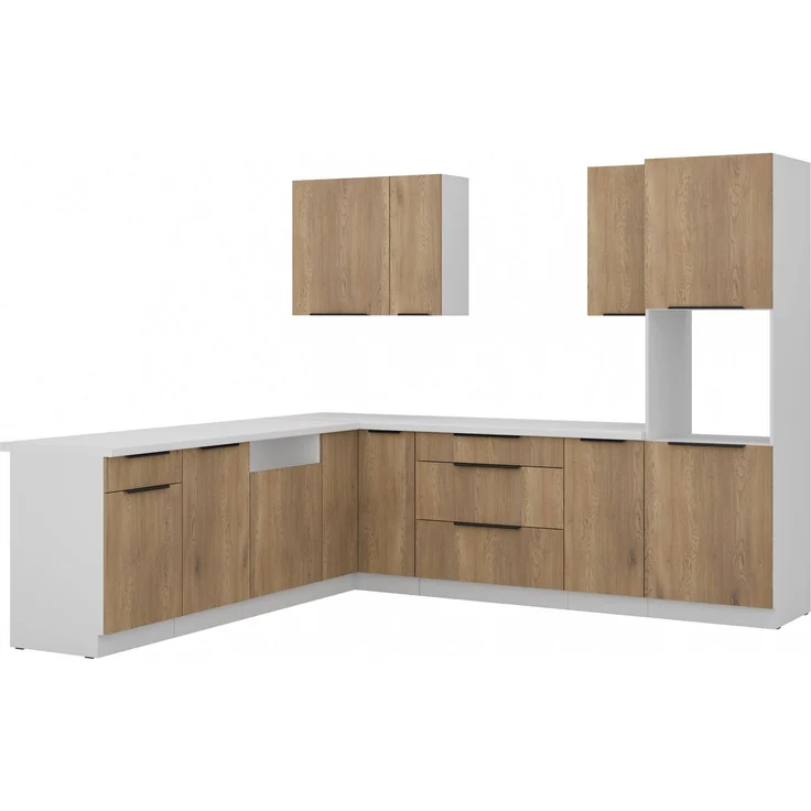 Winkelküche CREMONA ECKE 2 - 250 x 270 cm Eiche hell Küchenzeile Küchenblock Singleküche Einbauküche Küche Eckküche – Bild 6