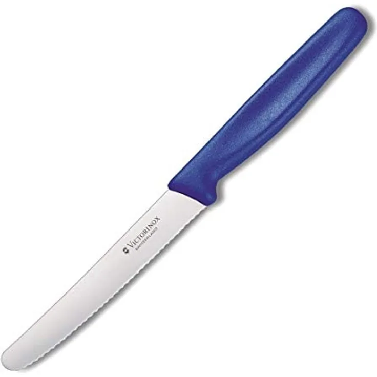 Victorinox | Tafelmesser mit Wellenschliff | Standard | scharfe Präzision | blauer Griff | 11 cm | ideal für Tomaten & Tischgebrauch