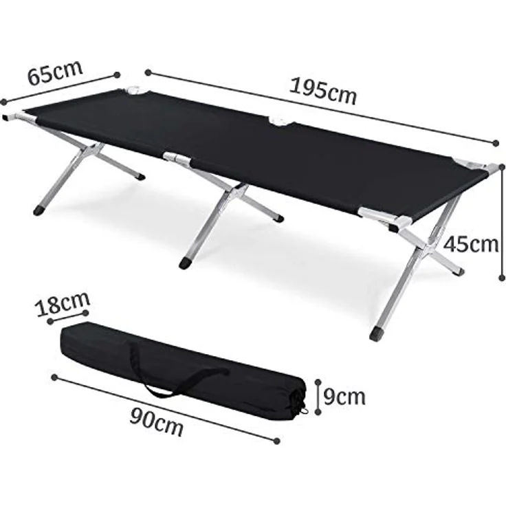 Goods+Gadgets Feldbett Faltbares Army-Bett (Campingbett, Klappbett) Gästebett aus Aluminium – Bild 4