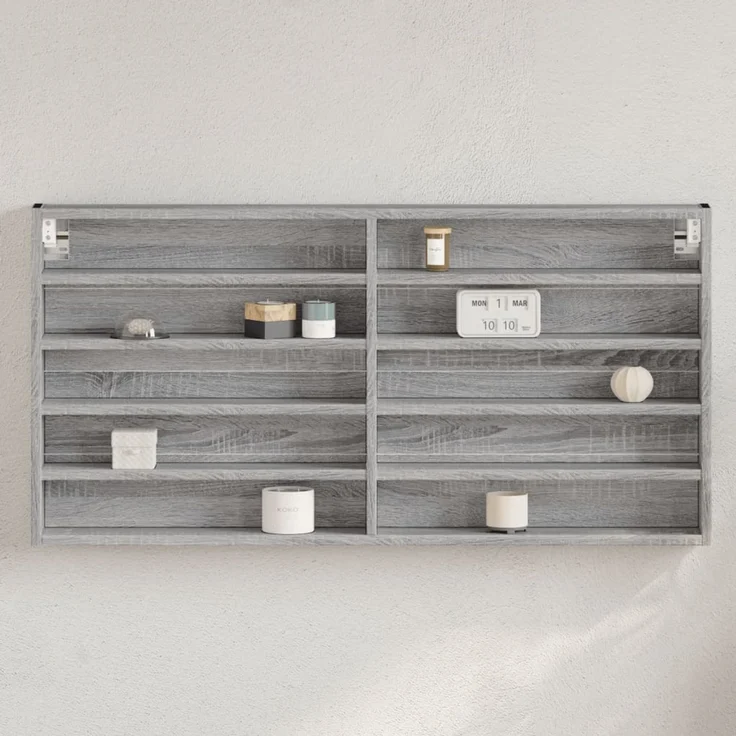 vidaXL Vitrinenschrank Grau Sonoma 100x8,5x50 cm Holzwerkstoff 847952 – Bild 1