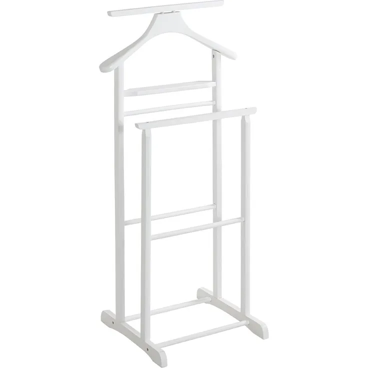 Haku Herrendiener Dressboy Anzugständer aus Massivholz, weiß lackiert, freistehend, fürs Schlafzimmer, 47x36x102 cm