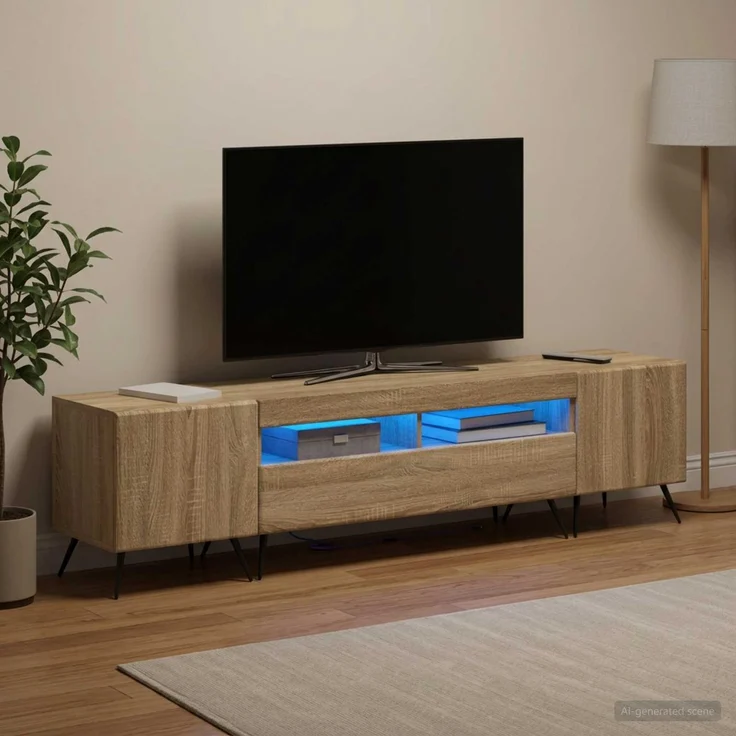 vidaXL LED-TV-Schrank BREDA 3 stk. Sonoma-Eiche Holzwerkstoff 3416920 – Bild 3