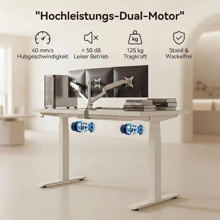 Devoko Höhenverstellbarer Schreibtisch 180x80 cm elektrisch, Höhenverstellung 71-121 cm mit Smart Control, 120 kg Tragkraft, für gesundes Arbeiten – Bild 3
