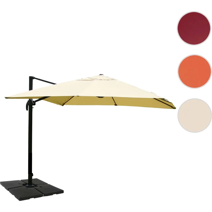 Gastronomie-Ampelschirm HWC-A96, Sonnenschirm, 3x4m (Ø5m) Polyester/Alu 26kg ~ creme mit Ständer – Bild 10