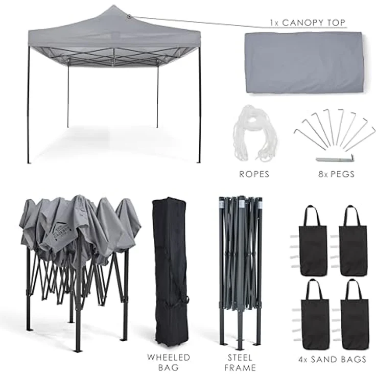 All Seasons Gazebos 3x4. 5m vollständig wasserdichtes Faltpavillon - Metallisch Grau – Bild 5