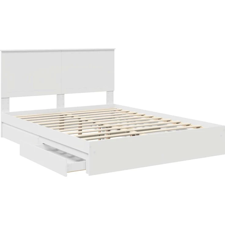 vidaXL Aufbewahrungsbett mit Kopfteil Weiß 150 x 200 cm Holzwerkstoff 3411194 – Bild 4