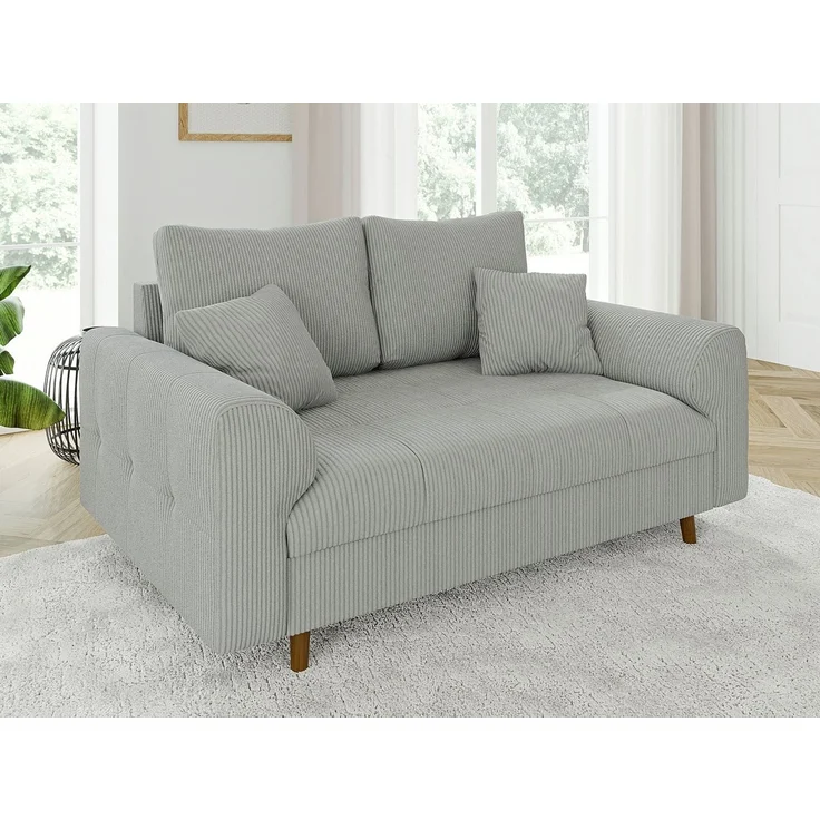 S-Style Möbel Polstergarnitur 3+2 Zara mit Braun Holzfüßen im skandinavischen Stil aus Cord-Stoff, (1x 2-Sitzer-Sofa, 1x 3-Sitzer-Sofa), mit Wellenfederung – Bild 4