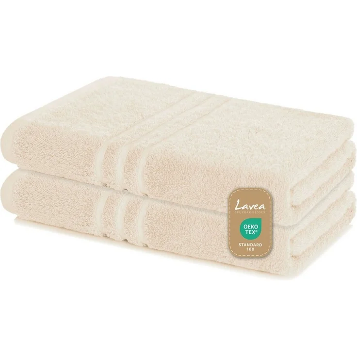 Lavea 2er Set Duschtuch 70x140 cm, Frottierserie Elena, Creme – Bild 5