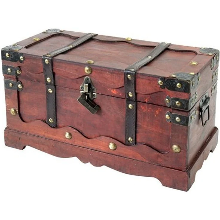 HMF Schatzkiste Schatztruhe Frankreich aus Holz mit dekorativem Metallschloss (1 St), handgefertigte Holztruhe, 40 x 20 x 22 cm – Bild 4