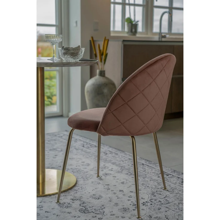House Nordic Esszimmerstuhl, Samt, Rosa, Beine in Messingoptik, HN1214 - 2er set – Bild 10