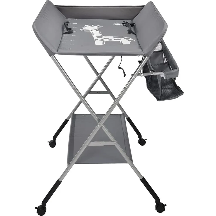 Baby Wickelkombi - klappbare Wickelkommode mit 3 Ablagefächern, platzsparend & stabil für Babys bis 12 Monate,Wasserdicht und Höhenverstellbar,Stabil-80 * 65 * 99cm (dunkelgrau)
