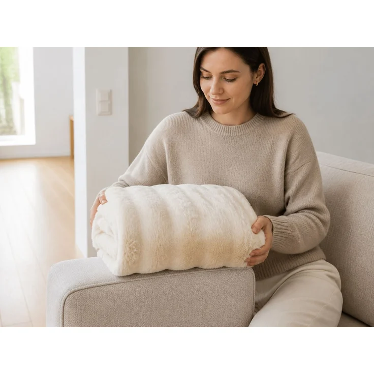 Flanell-Kuscheldecke extra warm Weiß 2 x 2.3 m – Bild 2