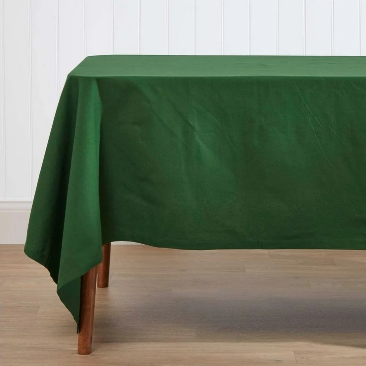 Homescapes Tischdecke Tischdecke dunkelgrün – 137 x 228 cm, 100% Baumwolle (1-tlg) – Bild 2
