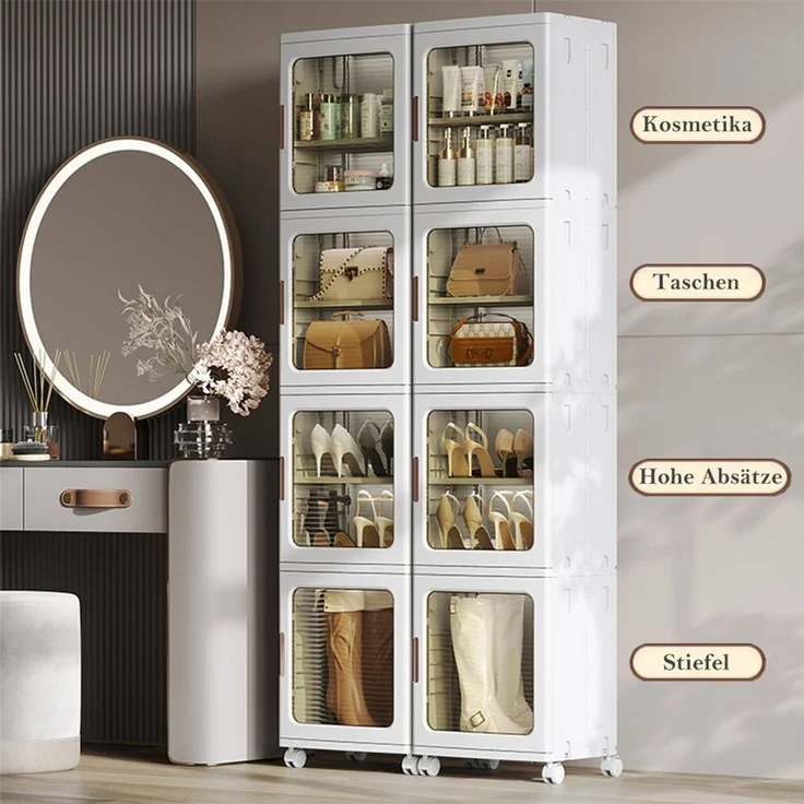 TUWENA Badkommode 3/4 Etage Badezimmerschrank, Schmal Badschrank Hochschrank mit Rädern, Schrank Toilettenpapier, Platzspare Kunststoffschrank, Beistellschrank – Bild 4