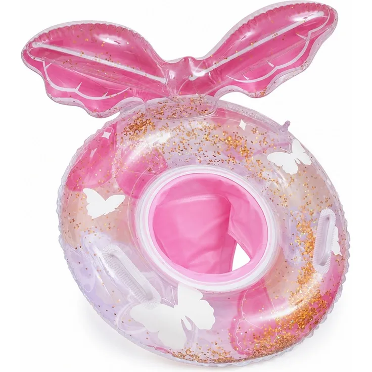 Aufblasbarer Kinder-Schwimmsitz mit Rückenlehne und Griffen, Sternenrosa