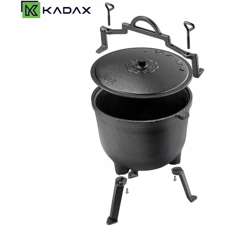 KADAX Jagdkessel aus Gusseisen, 10 l, Lagerfeuertopf, Grill für Braten – Bild 6