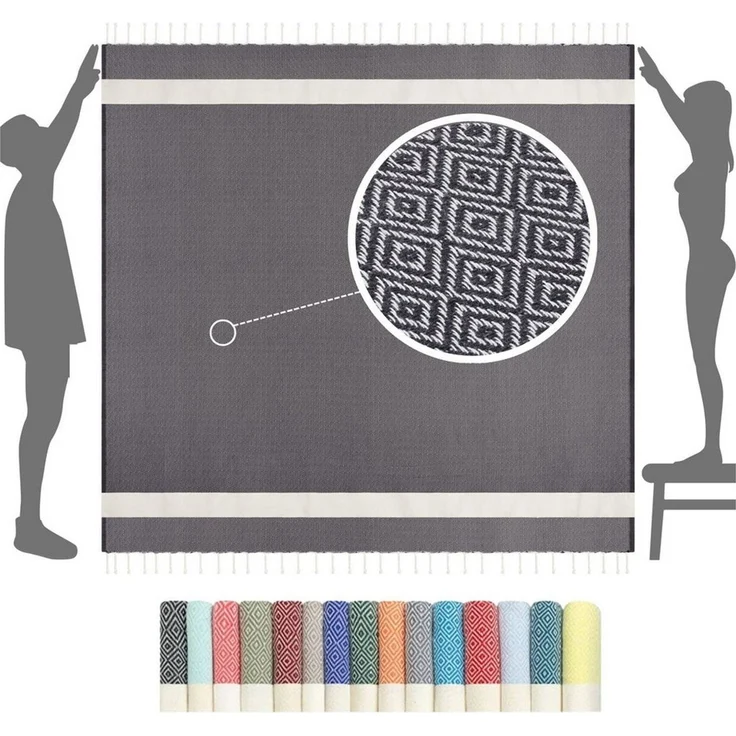 furora HOLIDAY Strandtuch XXL groß 200x200 cm Strand Tuch, aus Baumwolle, Stranddecke, Vielseitig, schöne Farben, hochwertige Verarbeitung – Bild 1