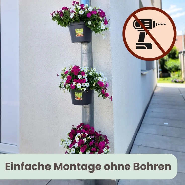 Blumentopf für Regenrohr Fallrohr Blumentopf Regenrohr Pflanzengefäß Regenrinne Fallrohrpflanzgefäß Pflanztopf für Pfosten Säulentopf Abflussrohr Hängetopf Säule Grau – Bild 5