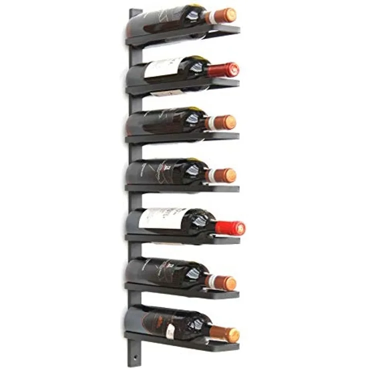 DanDiBo Weinregal Metall Wand Schwarz 93885 Flaschenregal Flaschenhalter Wandmontage Modern Wandhalter Wandregal für 7 Flaschen