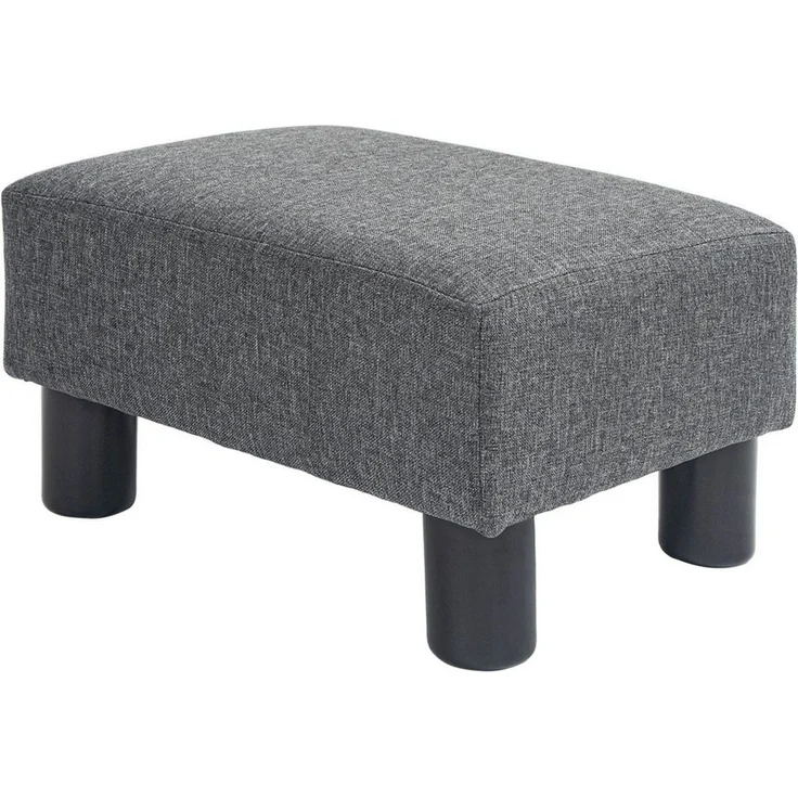 HOMCOM Fußhocker Sitzhocker Hocker mit Leinenoptik (Moderner Polsterhocker, 1 St, Ottomane für Schlafzimmer, Wohnzimmer), 40 x 30 x 24 cm, Dunkelgrau – Bild 1