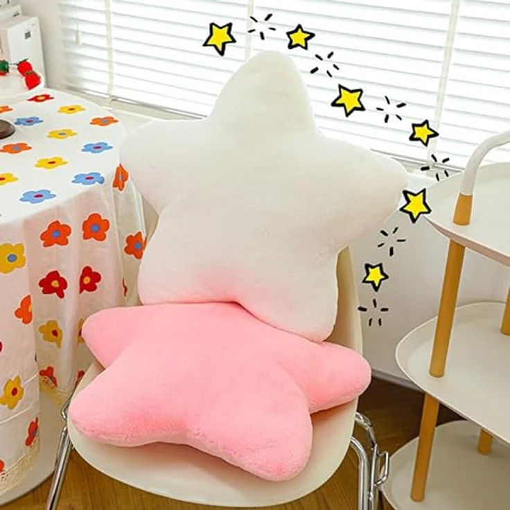 Herfair Kuschelkissen Kinder Sternkissen, Plüsch Kissen Dekokissen für Kinderzimmer,Weiche Flauschige Sternform Zierkissen,Gefülltes Stern Wurfkissen Kissen für Heimdekoration (milchig weiß,50CM) – Bild 5
