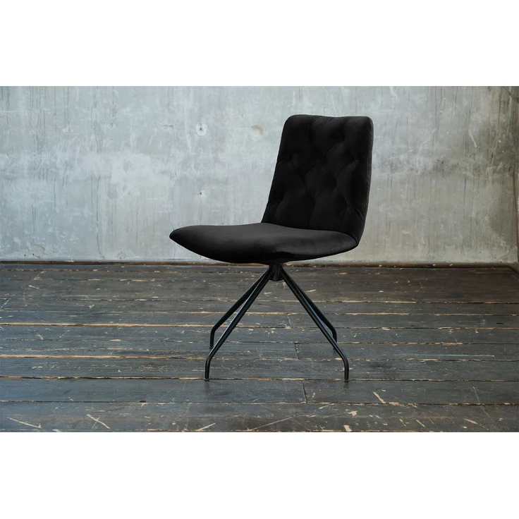 KAWOLA Stuhl NEW CHARME Drehstuhl Esszimmerstuhl Velvet schwarz 87 x 66 x 52 cm – Bild 2