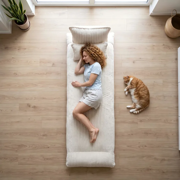 LVHOM Schlafsessel mit Bettfunktion, 227 cm Klappsessel Bodensessel mit Stahlrahmen, klappbarer Relaxsessel inkl. 2 Kissen, bis 150 kg belastbar, Cord Beige