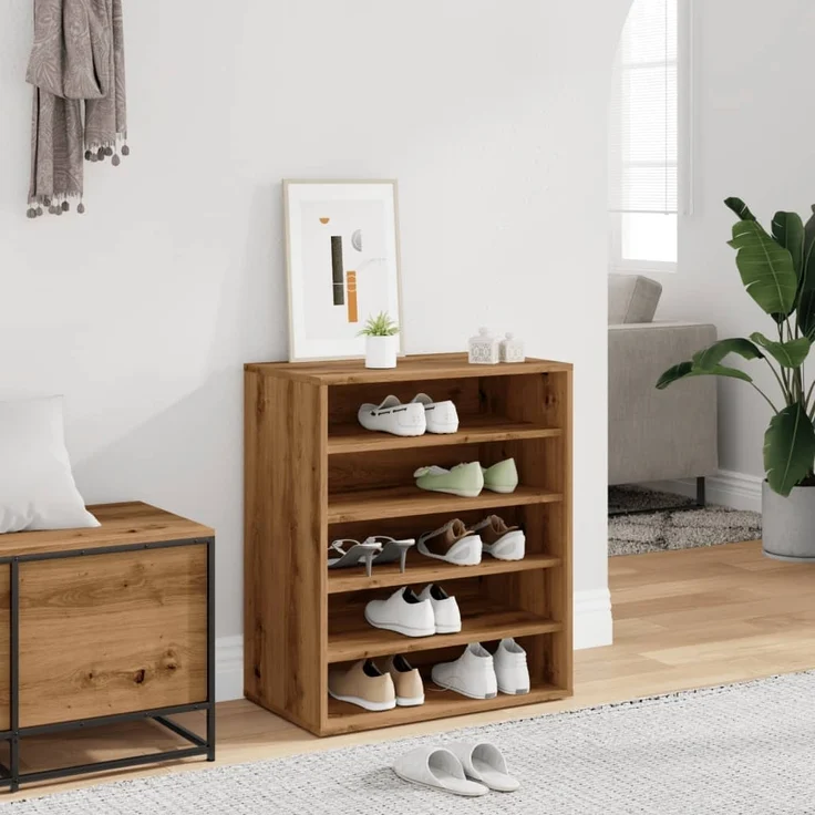 vidaXL Schuhregal Artisan-Eiche 60x35x70 cm Holzwerkstoff 856701 – Bild 2