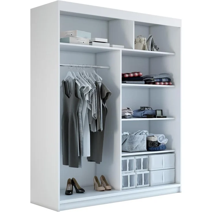 Schwebetürenschrank NEO 2-türig Schrank 160 cm (mit Spiegel) Farbe: Schwarz , sonoma – Bild 3