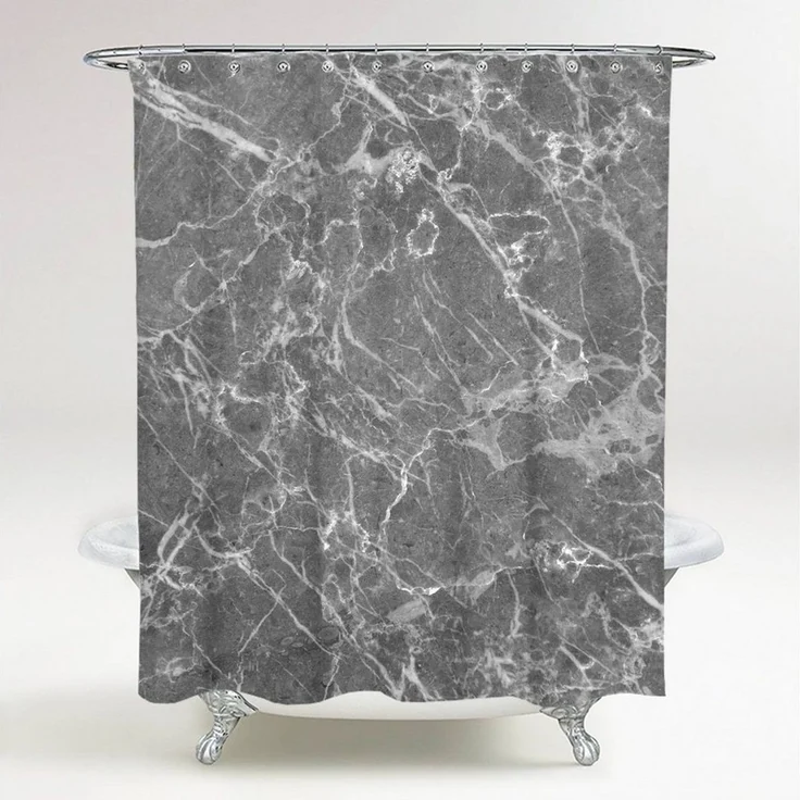 Sanilo Duschvorhang Marmor Grau 180 x 200 cm, 100% wasserdicht, Anti-Schimmel-Effekt, hochwertige Qualität – Bild 1