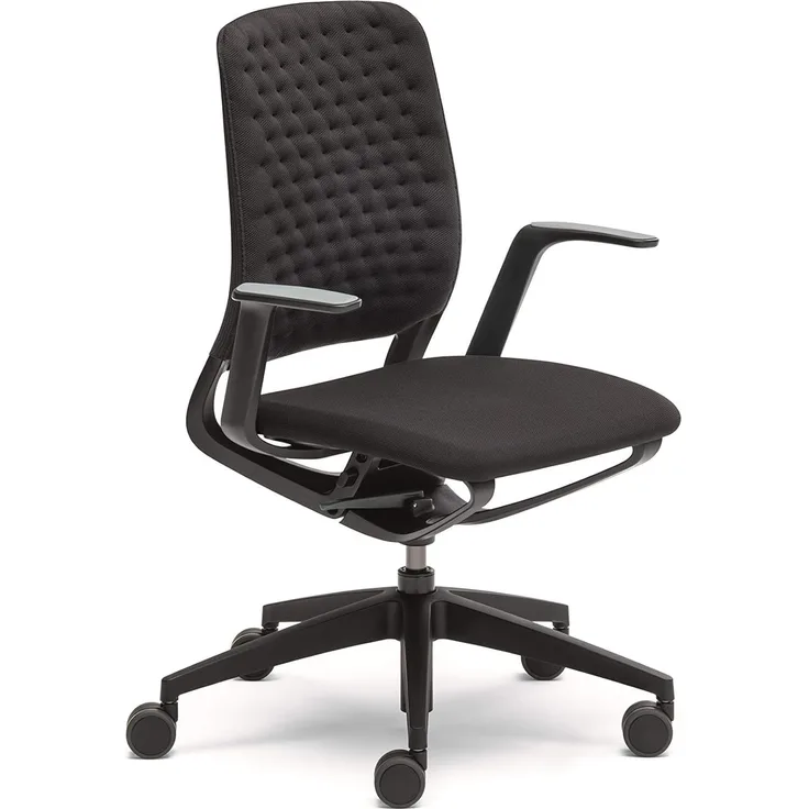 Sedus se:motion, Bürostuhl, schwarz, mit Armlehnen, Sitz- u. Rückenpolster in AIR KNIT anthrazit/schwarz, Kunststoff 950 - 1065 mm