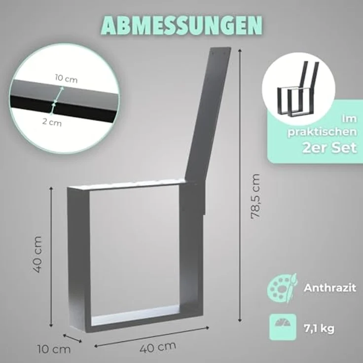 HAGO Tischbein HAGO24 Bankgestell Bankkufen Anthrazit hochwertige Bank Füße Stahl – Bild 4
