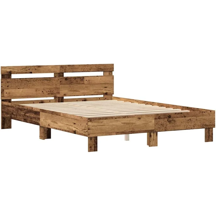 vidaXL Bettgestell mit Kopfteil Altholz 140 x 190 cm Holzwerkstoff 3333951 – Bild 5