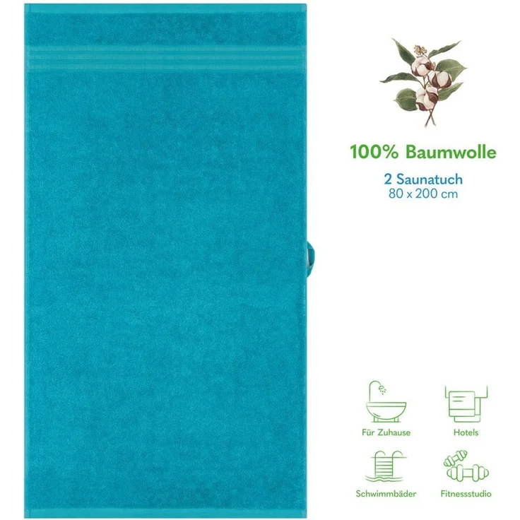 HAMMETEX Saunatuch Hammetex 2er Set extra große Saunatücher, Frottier (Packung, 2-St), 100% Baumwolle – Weich & Saugfähig – Luxuriöse Große Spa-Badetücher – Bild 2