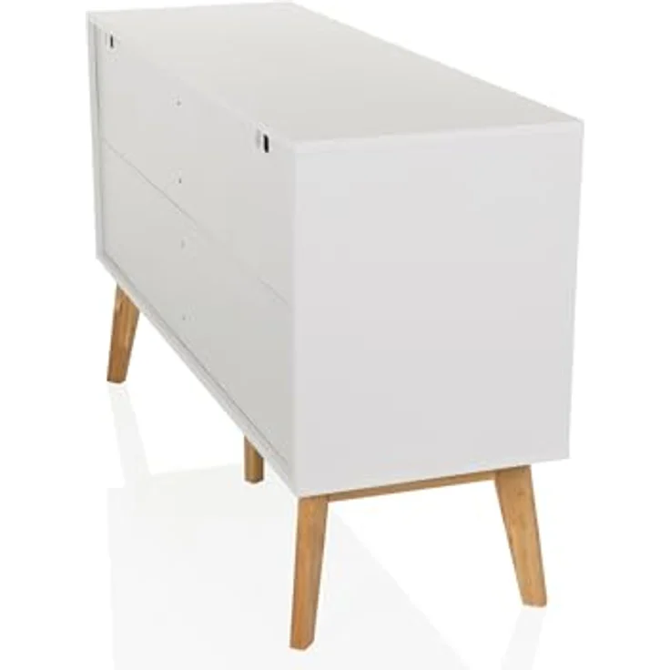 hjh LIVING Sideboard mit 2 Schubladen und 1 Tür TAROLO Kommode 120 x 40 x 72 cm Schrank im skandinavischen Stil Weiß, Fußgestell in Eiche – Bild 8