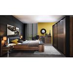 FORTE Bellevue Bettanlage mit inkludierten 2 Nachtkommoden, Holzwerkstoff, Schwarz Eiche/Schlammeiche, 208,7 x 304,6 x 96,5 cm